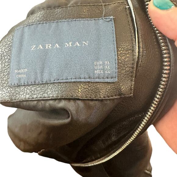 Zara Man Leather Jacket XL - Picture 6 of 7